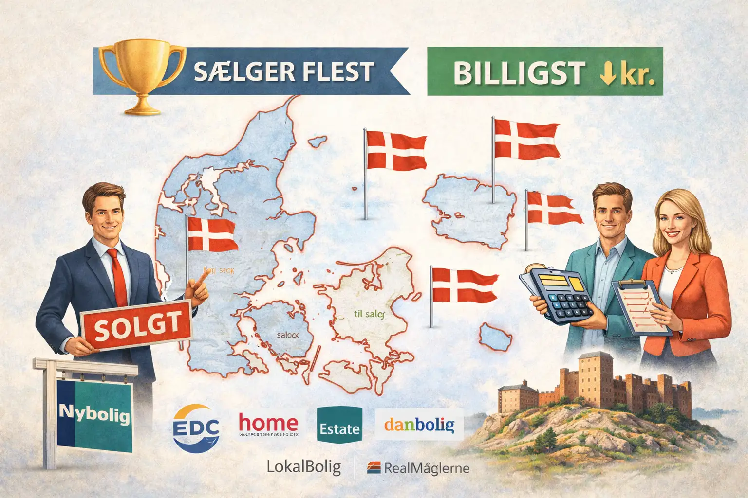 Ejendomsmæglere i Danmark med priser